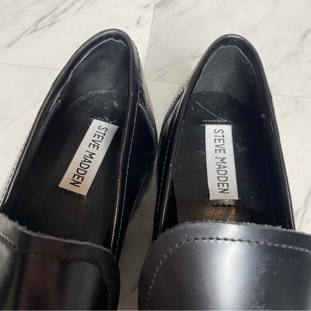 Steve Madden Larusso Black Leather Loafer 8 1/2 M - Picture 12 of 14